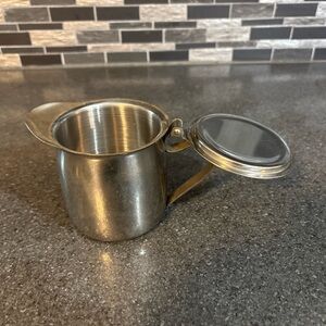 Vintage Stainless Steel Creamer with Lid